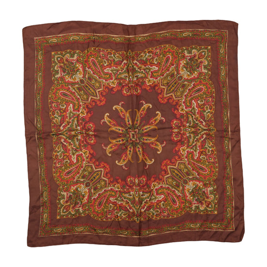 Vintage Paisley Square Scarf Brown Multicolor