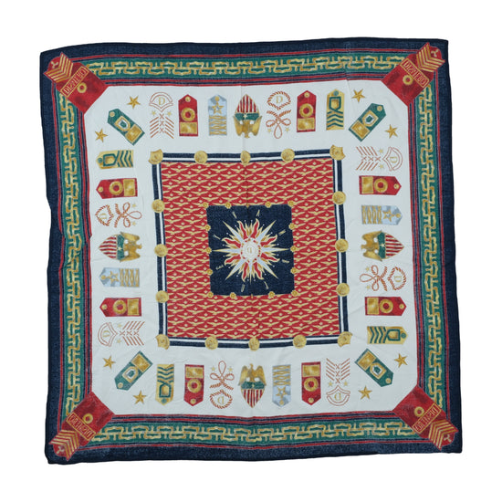 Dismero Vintage Scarf Military Insignia Print Multicolor
