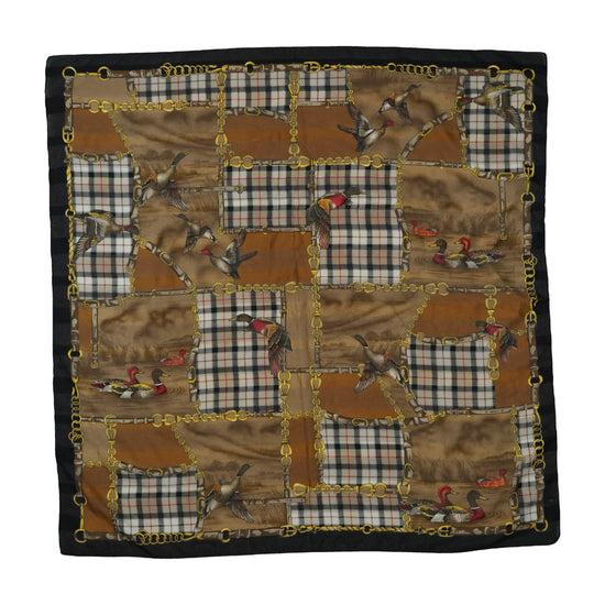 Vintage Equestrian Print Scarf Brown