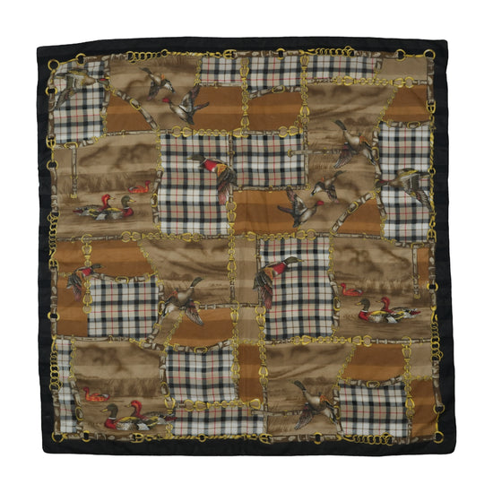 Vintage Equestrian Print Scarf Brown