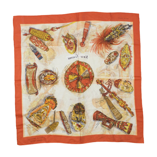 Vintage New Guinea Tropicline Novelty Scarf Orange