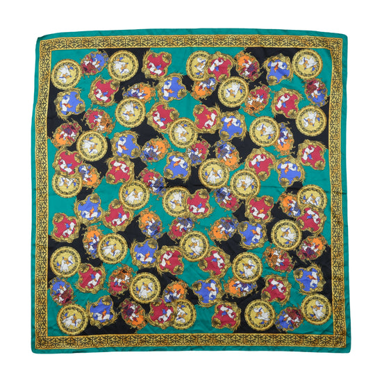 Vintage Baroque Equestrian Print Scarf Multicolor