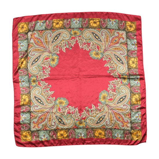 Vintage Paisley Floral Square Scarf Red