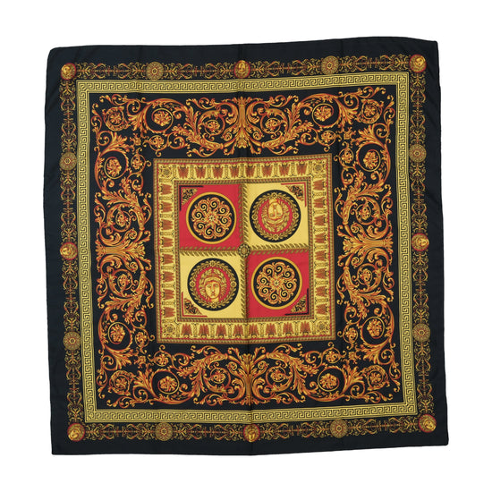 Vintage Baroque Medusa Medallion Square Scarf Black