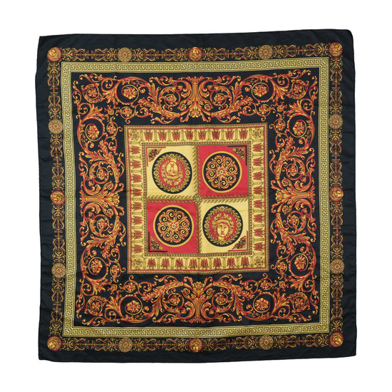 Vintage Baroque Medusa Medallion Square Scarf Black