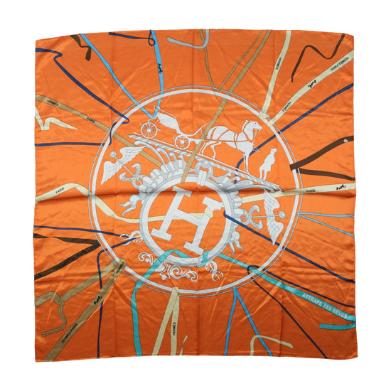 Hermès Attrape Tes Rêves Silk Carré Scarf Orange