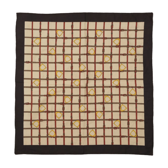 Vintage Equestrian Print Square Scarf Beige