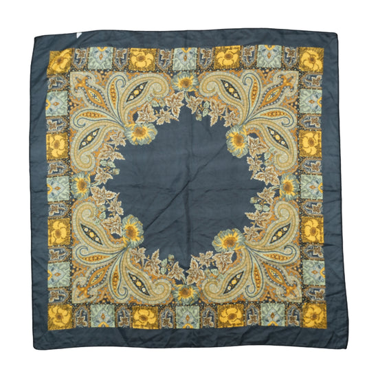 Vintage Paisley Floral Scarf Navy Gold