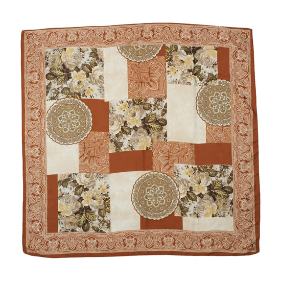 Vintage Floral Paisley Patchwork Scarf Brown