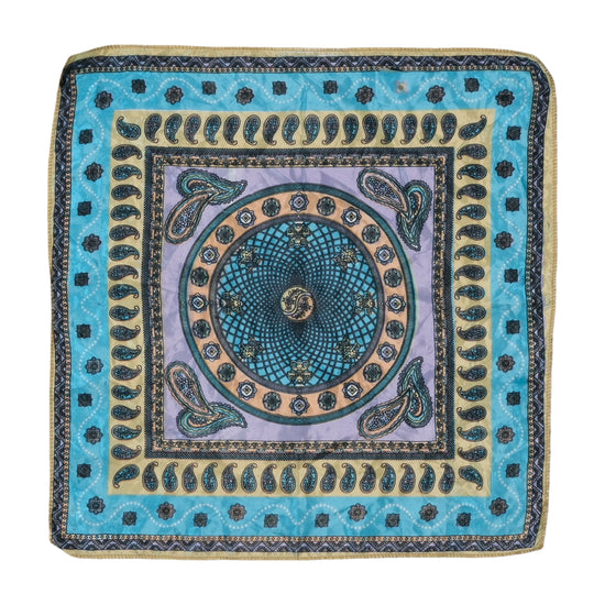 Vintage Paisley Mandala Square Scarf Turquoise Blue