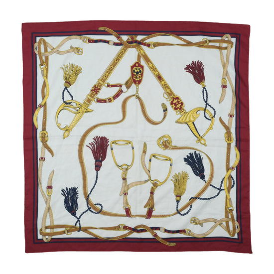 Vintage Equestrian Print Square Scarf Red