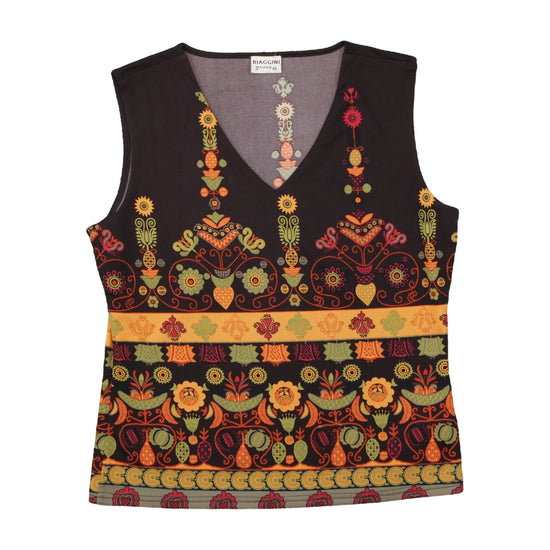 Biaggini Folk Floral Print Tank Top Brown L