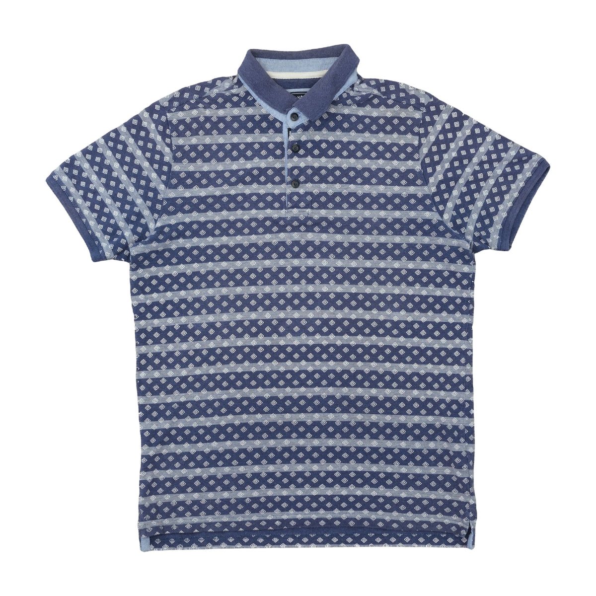 State of Art Modern Classics Polo Navy Geometric Stripe L