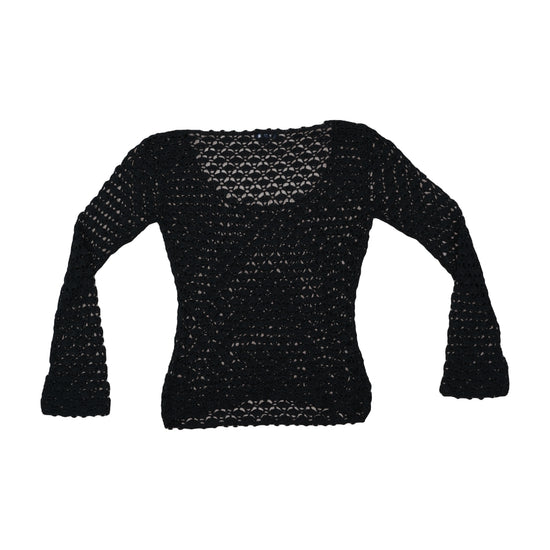 Ragazza Collection Crochet Sweater Bell Sleeves Black M