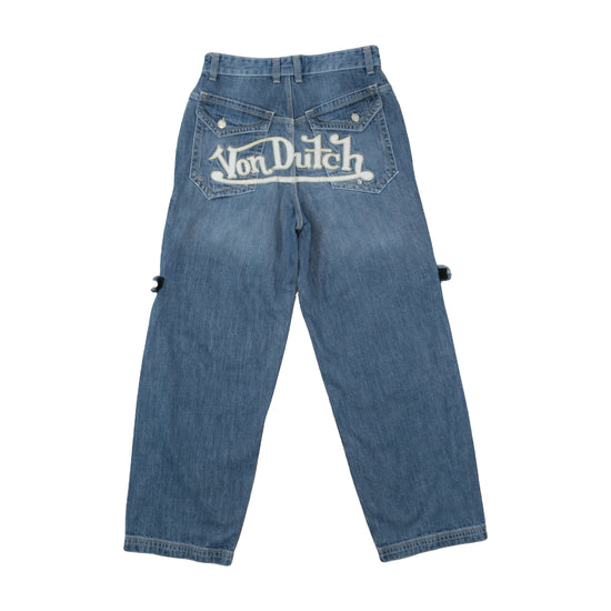 Von Dutch Carpenter Wide-Leg Jeans Stonewash Blue XS