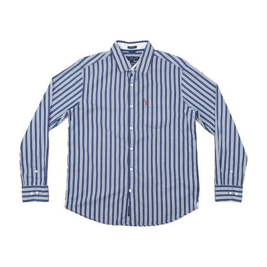 U.S. Polo Assn. Long-Sleeve Shirt Navy White Stripe L