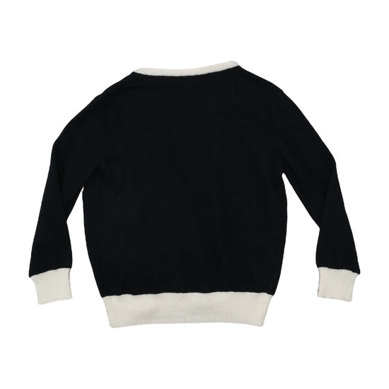 Armani Jeans Virgin Wool Cardigan Black Ivory Trim XL