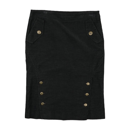 Koan Pencil Skirt Military Gold Buttons Black L