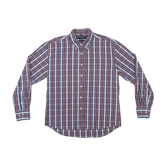 Best Company Slim Fit Plaid Shirt Red Navy White 2XL