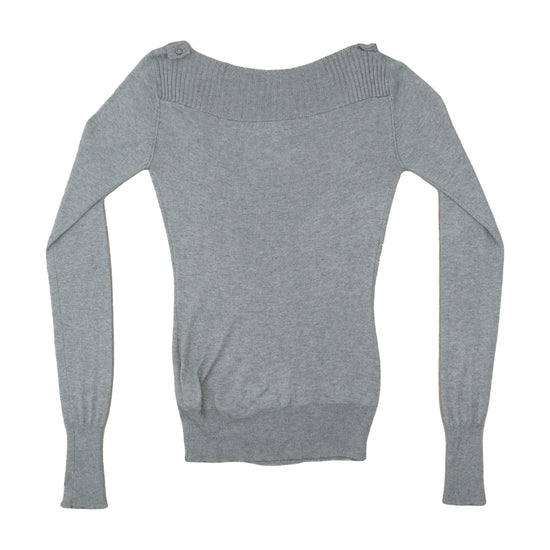 Patrizia Pepe Firenze Silk Cashmere V-Neck Sweater Heather Grey S