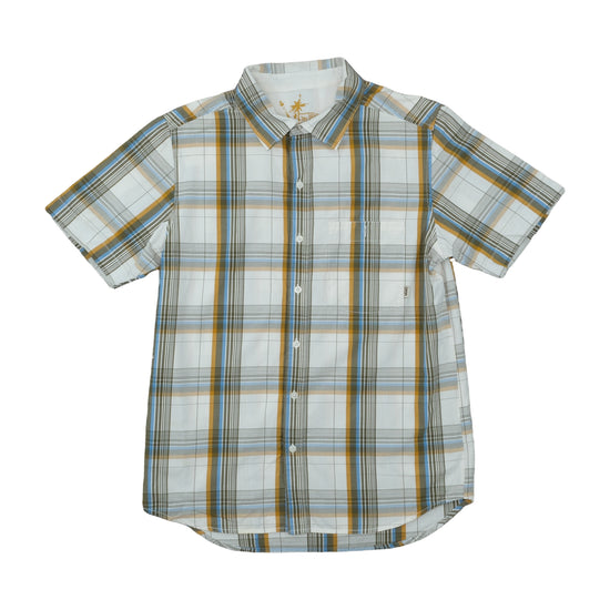 Vans Plaid Button Up Shirt White Blue Check S