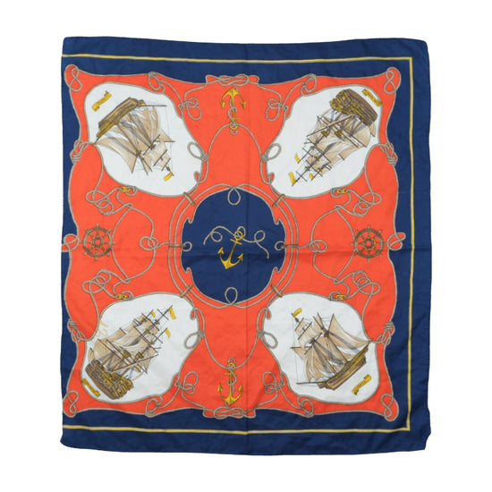 Vintage Nautical Print Scarf Red Navy