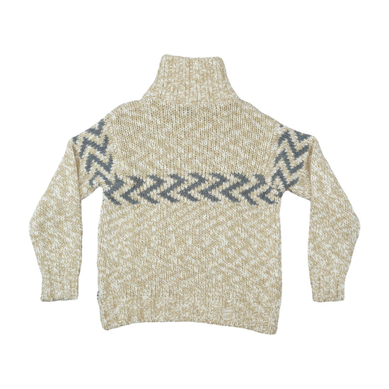 Killer Loop Quarter-Zip Intarsia Knit Sweater Beige L