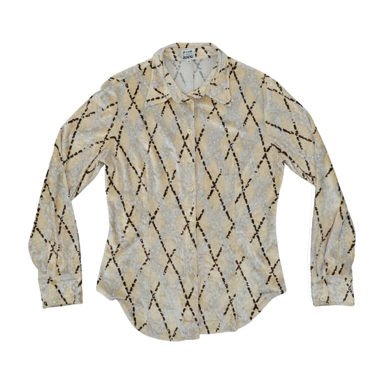 Iceberg Jeans Crushed Velvet Shirt Beige L