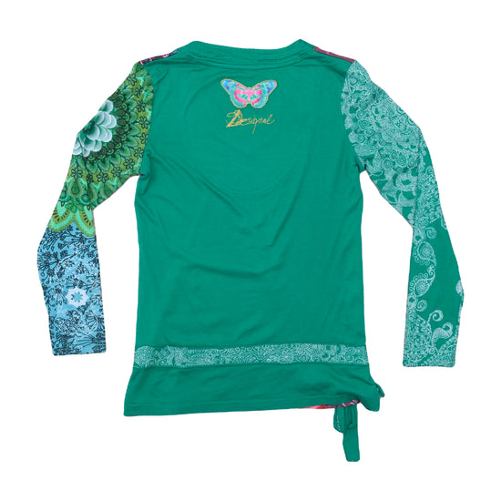 Desigual Long Sleeve Sweater Multicolor Print Green M