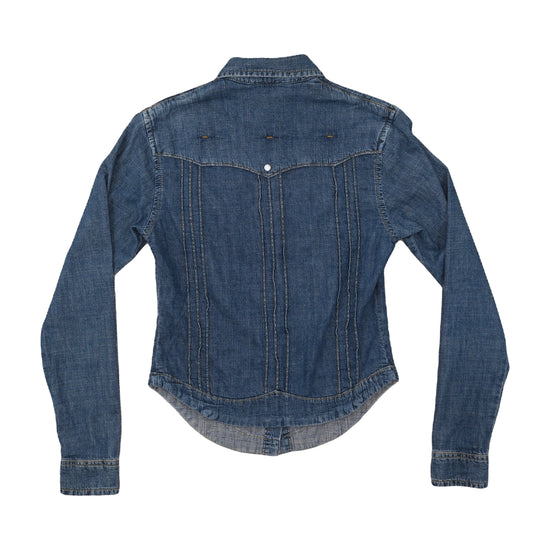 Wrangler Western Pearl Snap Denim Shirt Medium Wash Blue