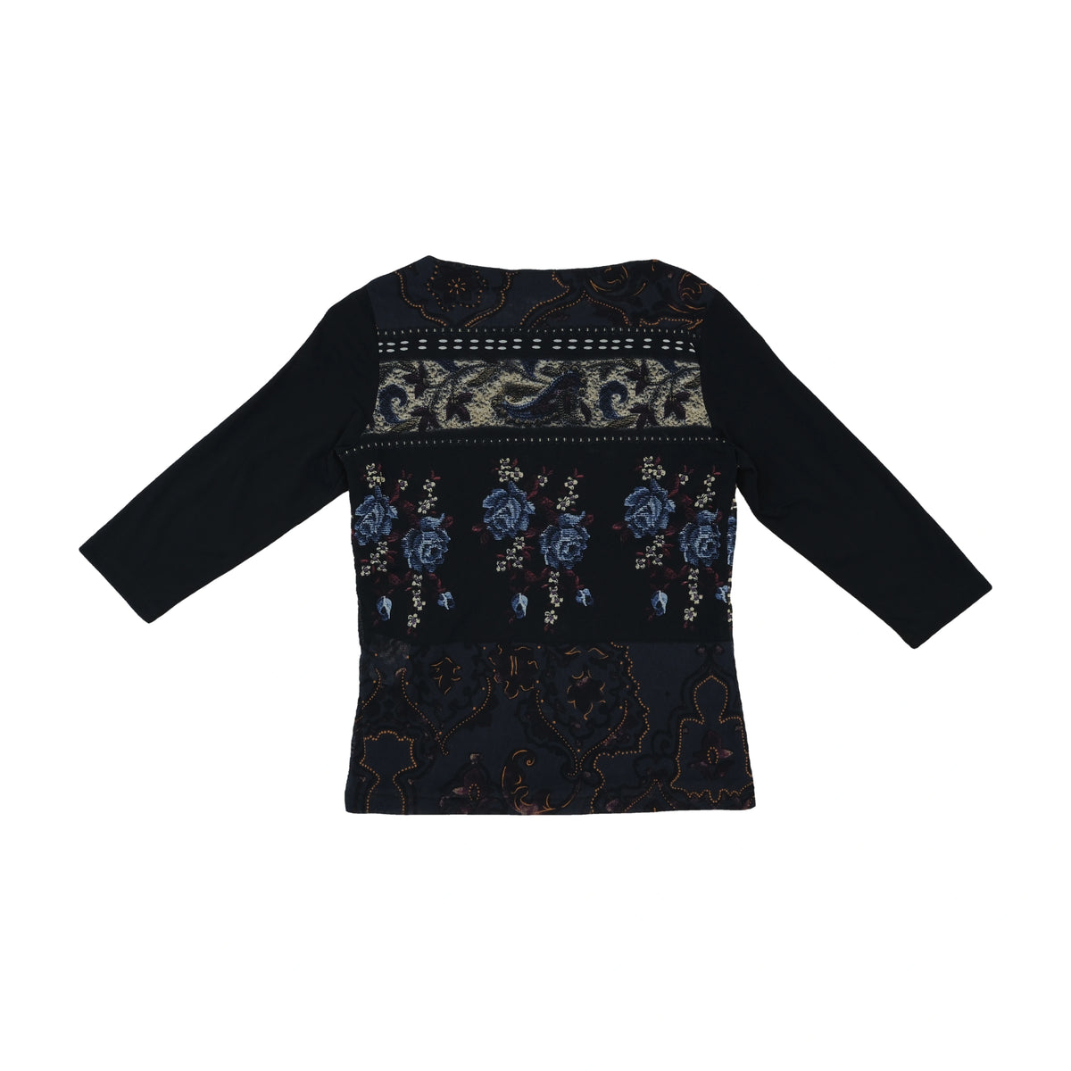 Verse Long-Sleeve Top Floral Paisley Print Black S