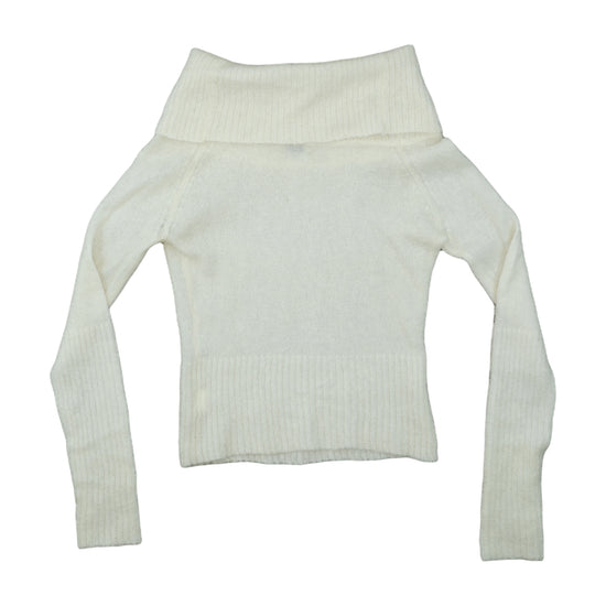 Esisto Cropped Turtleneck Sweater Floral Embroidery White M