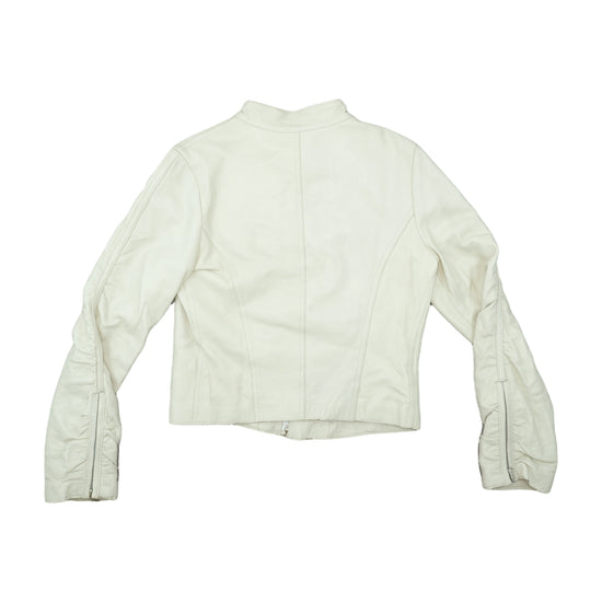J.J. Scott Leather Biker Jacket Cream White XL
