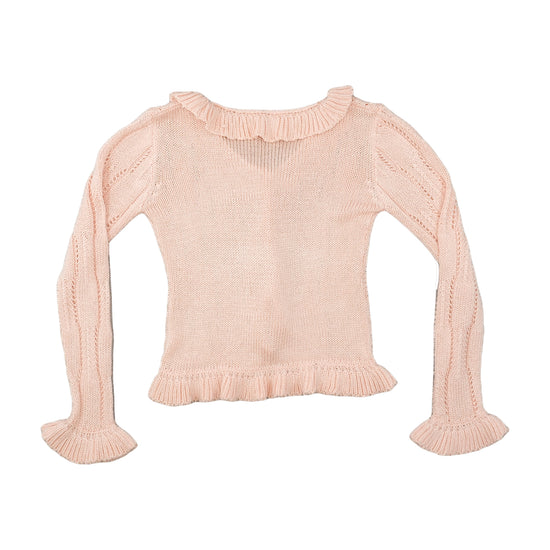 Zephirus Knit Cardigan Ruffle Trim Blush Pink