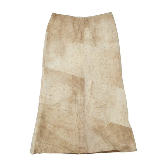 Conbipel Patchwork Leather Midi Skirt Beige XL