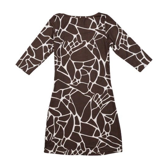 Gian Vargian Giraffe Print Stretch Dress Brown M