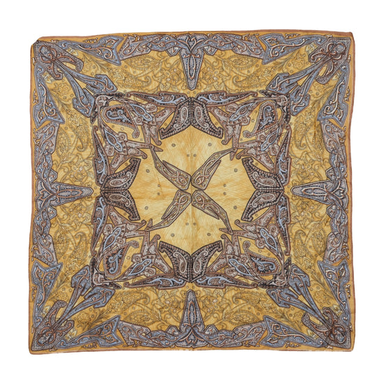 Vintage Paisley Square Scarf Gold