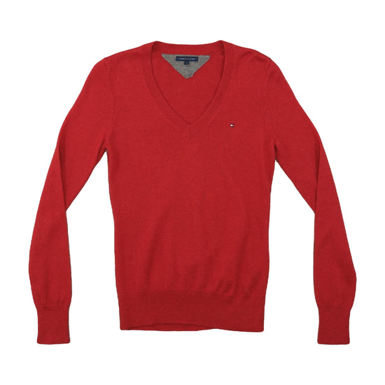 Tommy Hilfiger Lambswool V-Neck Sweater Crimson Red S