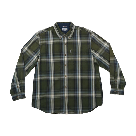 Carhartt Relaxed Fit Plaid Button Up Shirt Olive Green XL