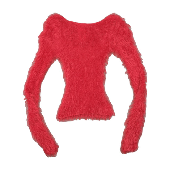 Celyn B. Eyelash Knit Sweater Coral Red