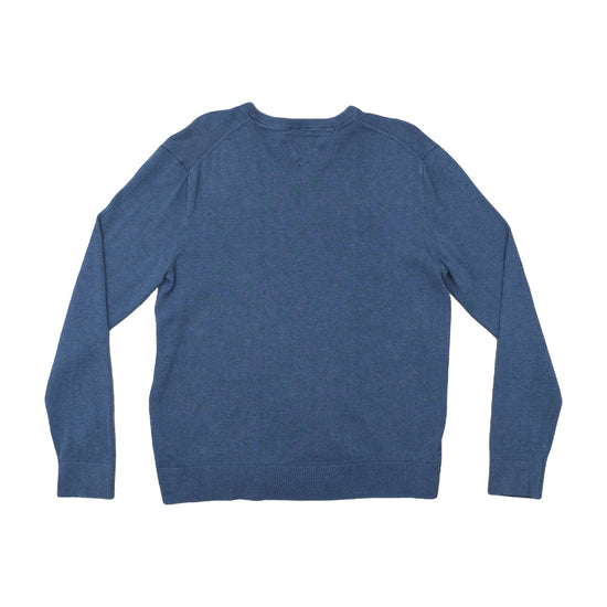 Tommy Hilfiger V-Neck Cotton Sweater Heather Steel Blue XL