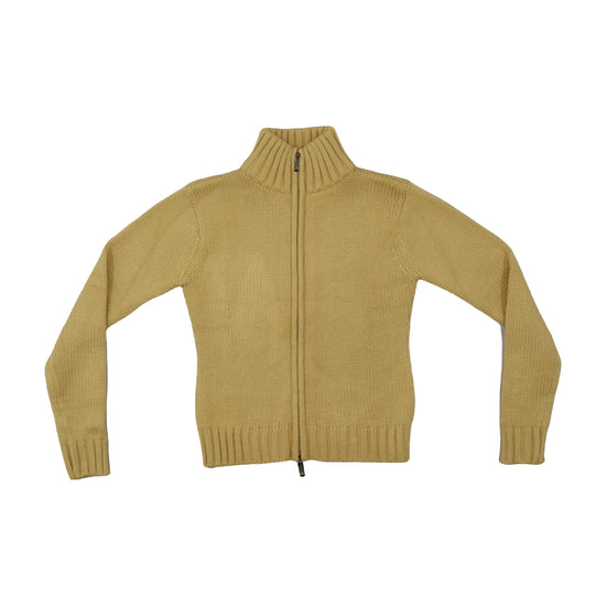 EXTYN Zip-Up Knit Cardigan Camel Beige S