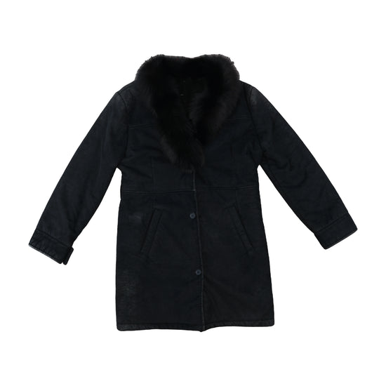North Down Faux Suede Fur Collar Coat Black L