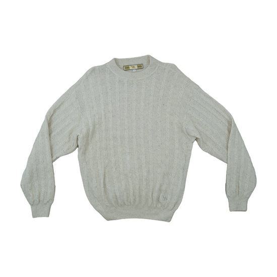 Camel Collection Cable Knit Crewneck Sweater Beige S