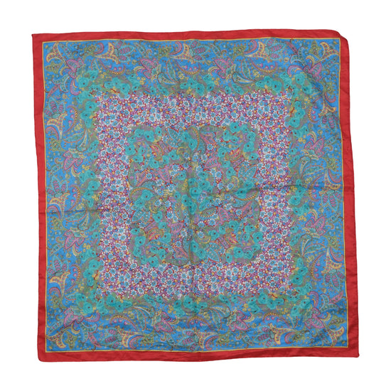 Vintage Paisley Floral Square Scarf Sky Blue