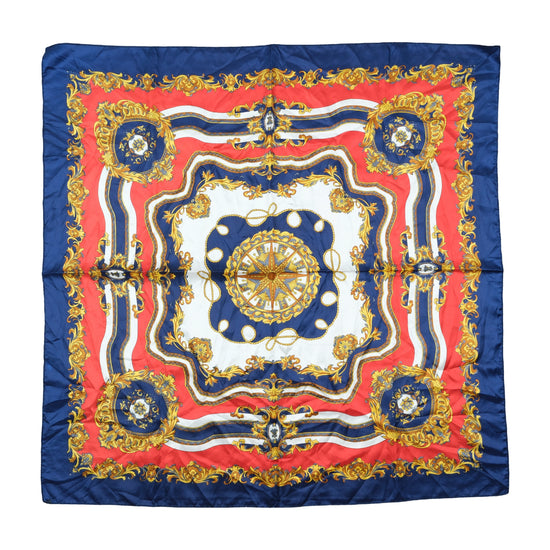 Vintage Baroque Nautical Square Scarf Navy