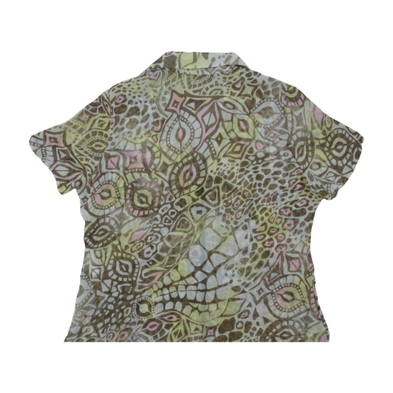 Bonita Zip-Front Blouse Batik Print Sage Green M