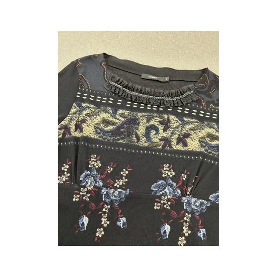 Verse Long-Sleeve Top Floral Paisley Print Black S