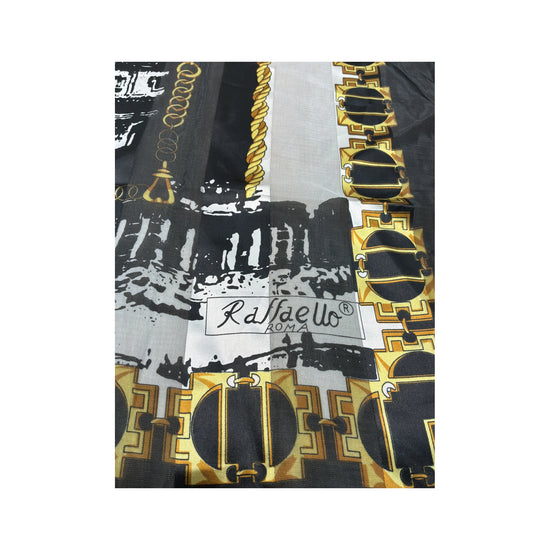 Raffaello Roma Printed Scarf Black White Gold One Size