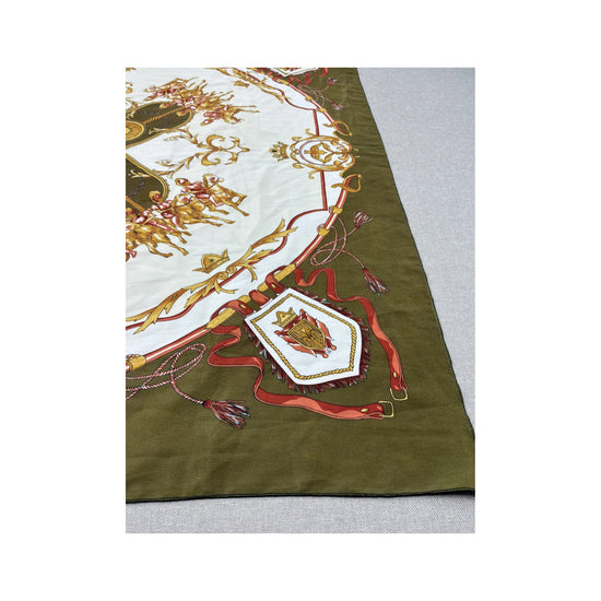 Vintage Silk Scarf Green One Size